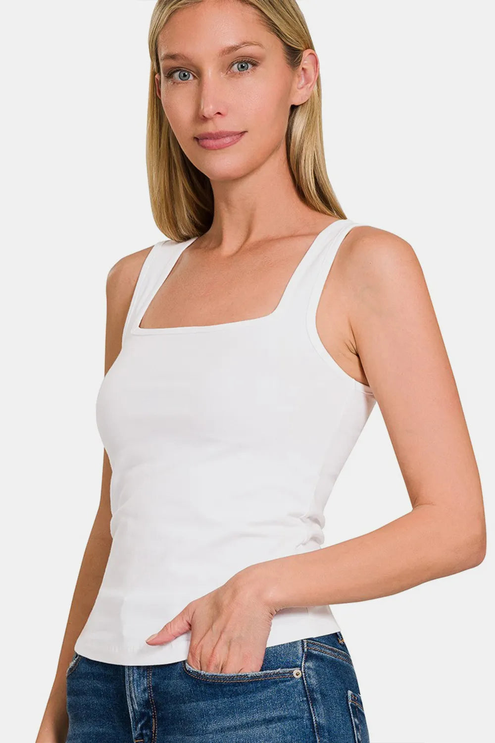 Image of Zenana Square Neck Cropped Tank | Queeble.shop