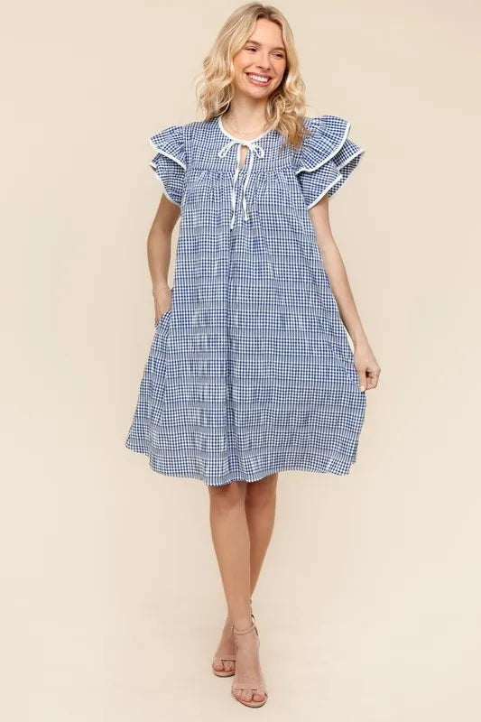 Image of Haptics Double Ruffle Sleeve Dress with Side Pockets | Queeble.shop