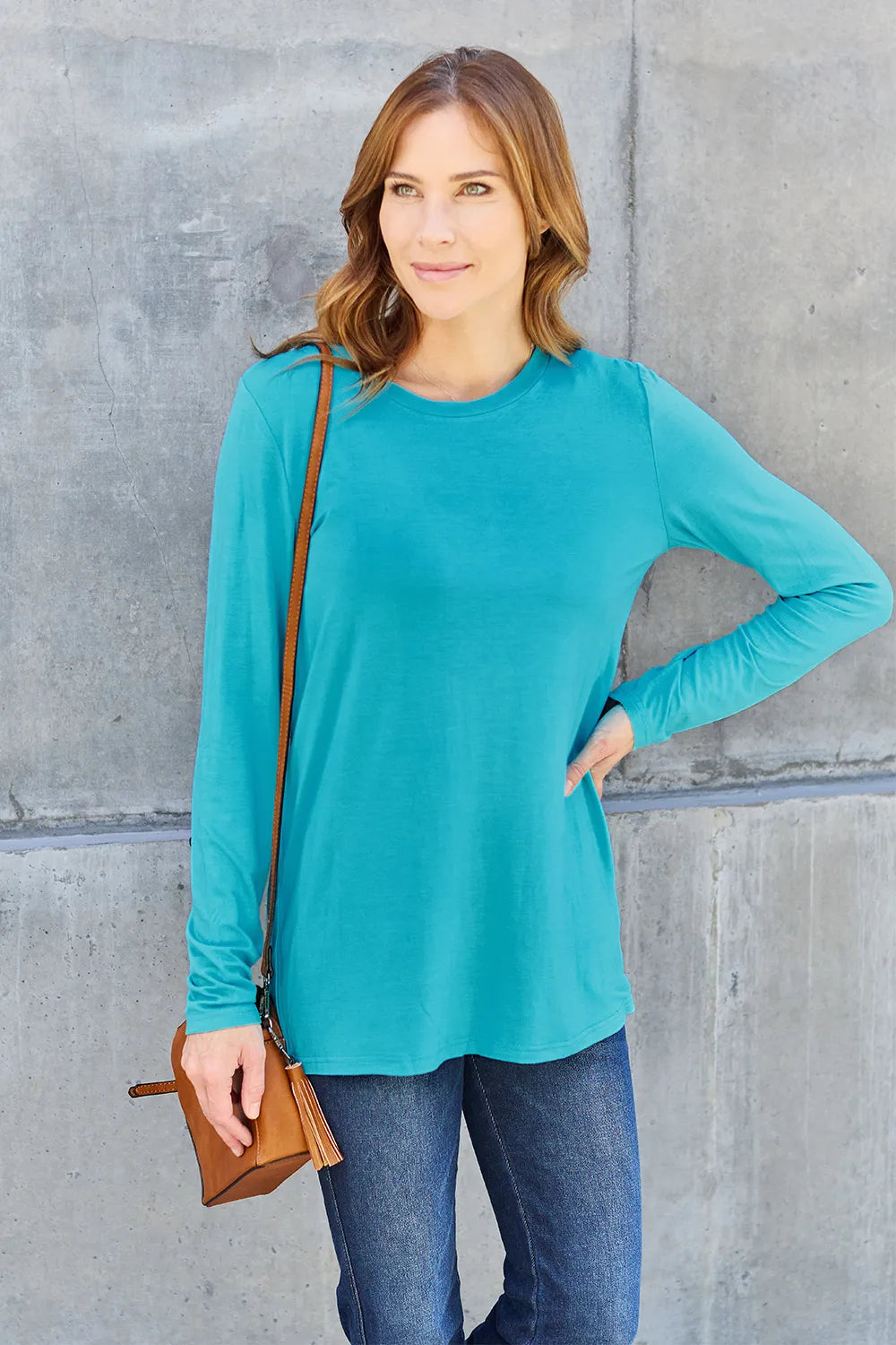 Image of Basic Bae Full Size Round Neck Long Sleeve Top | Queeble.shop