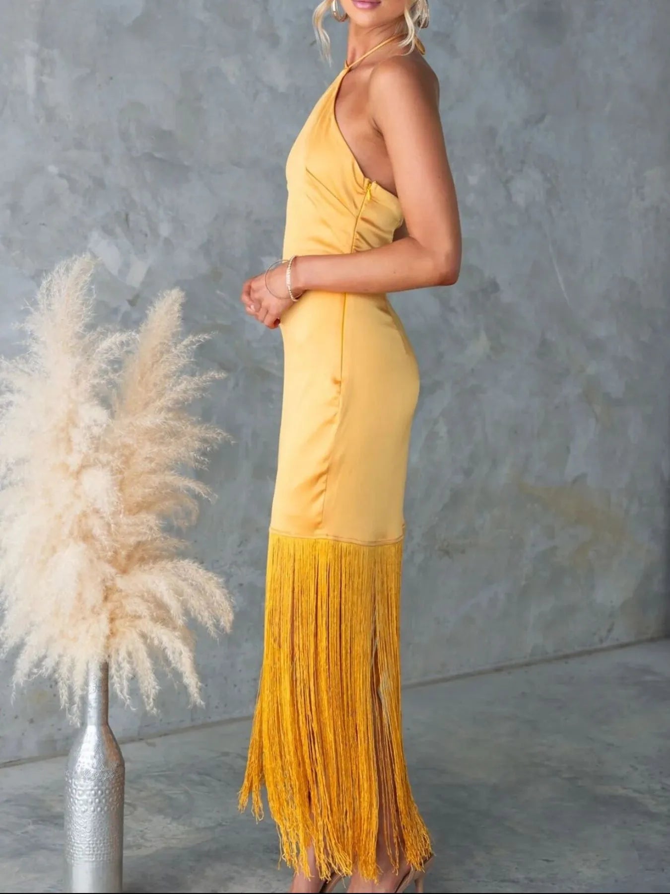 Image of Fringe Halter Neck Dress | Queeble.shop