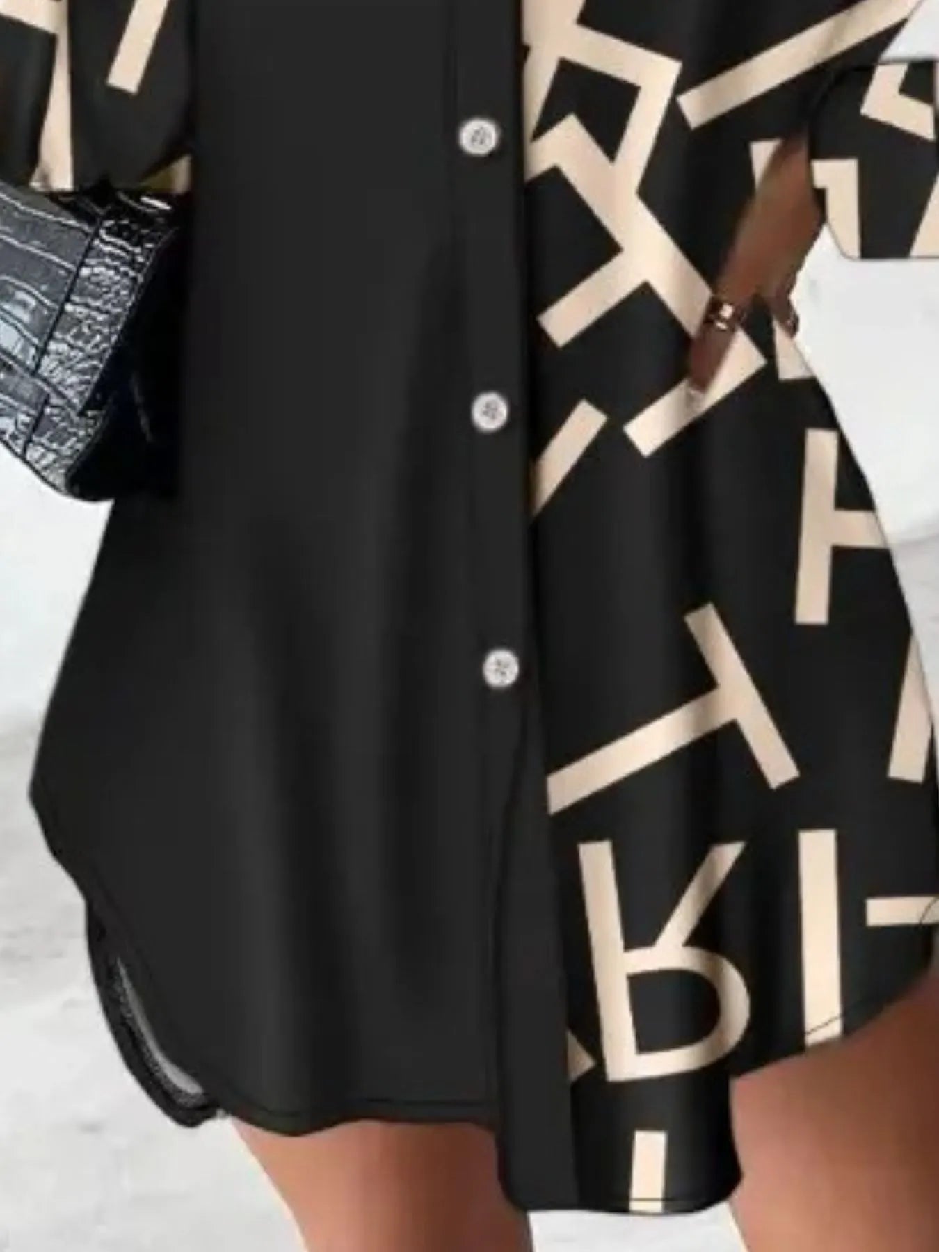 Image of Printed Button Up Long Sleeve Shirt Dress | Queeble.shop