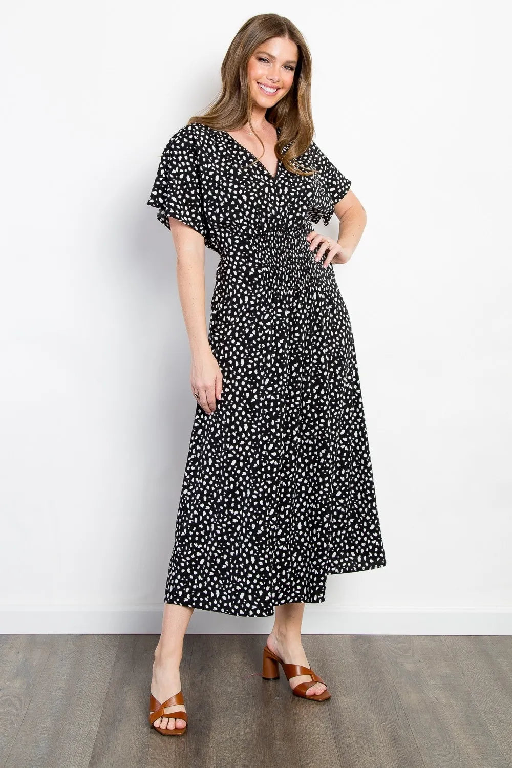 Image of Be Stage Full Size Printed Smocked Waist Dress | Queeble.shop