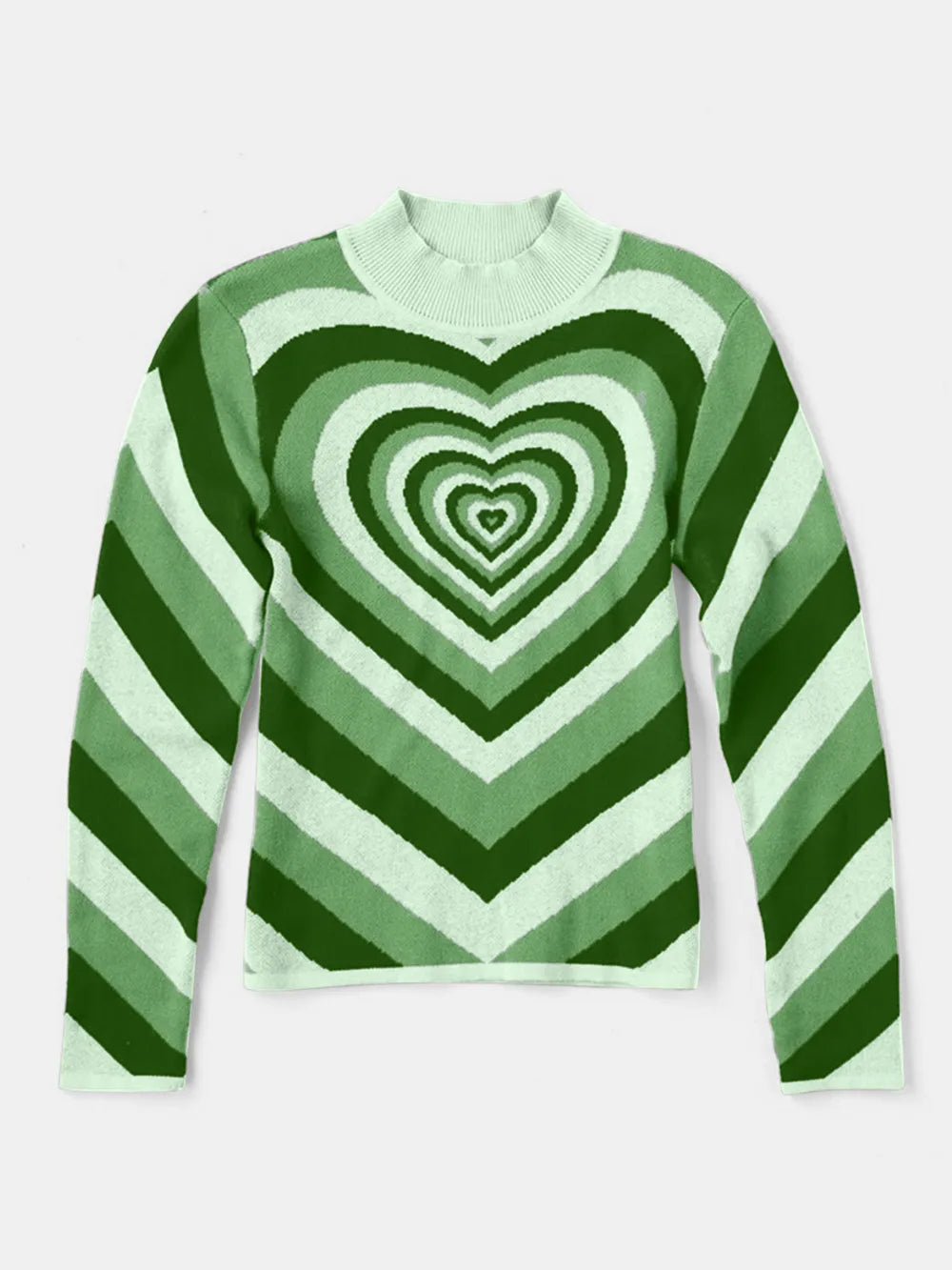 Image of Heart Mock Neck Long Sleeve Sweater | Queeble.shop