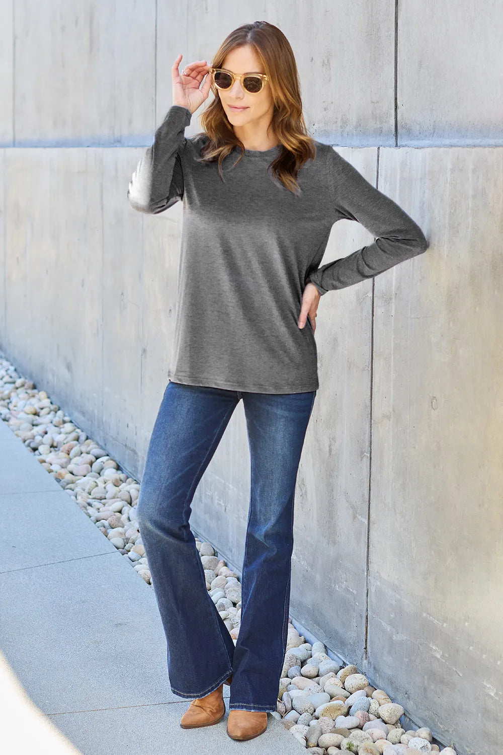 Image of Basic Bae Full Size Round Neck Long Sleeve Top | Queeble.shop