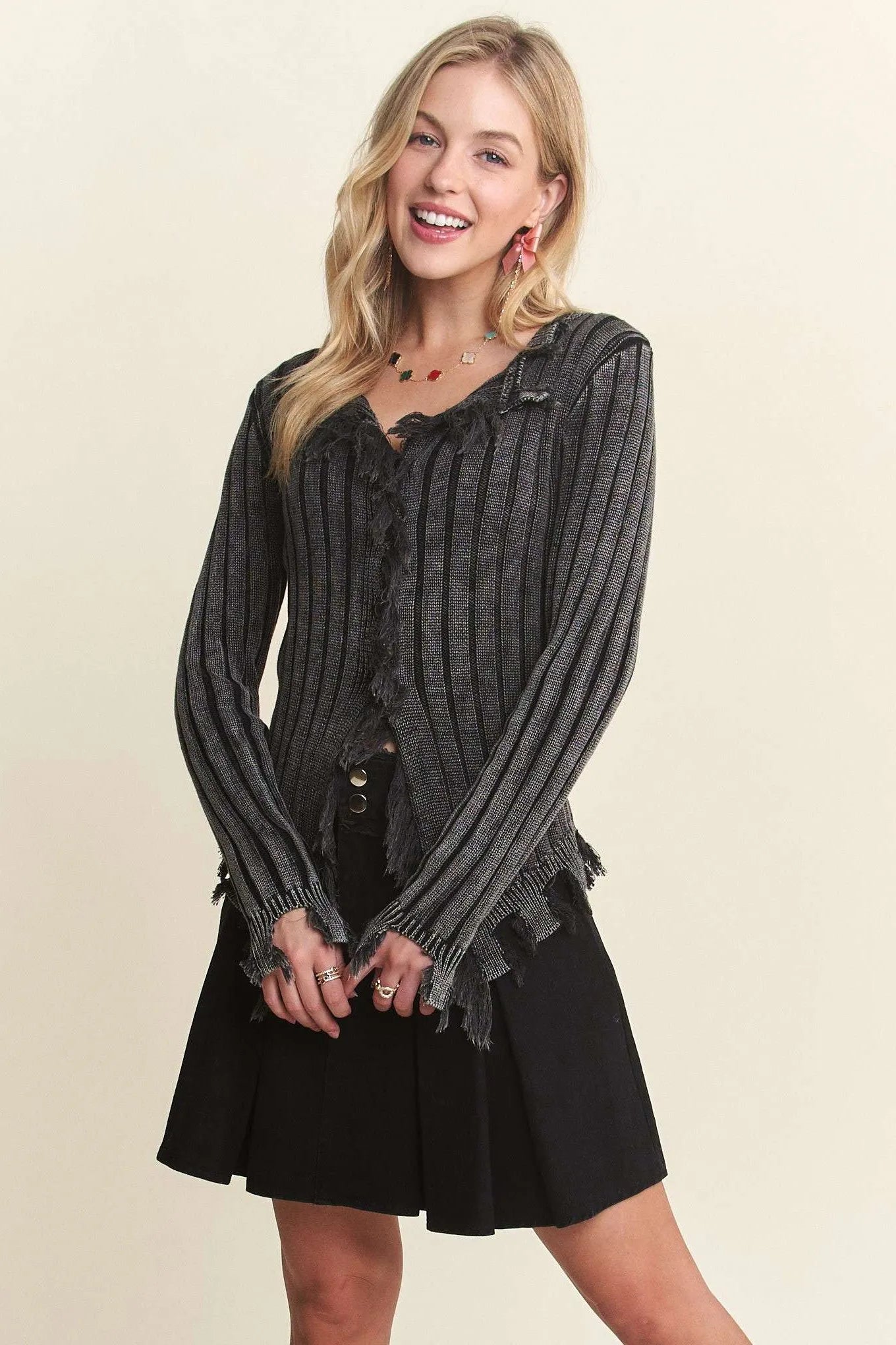 Image of ADORA Distressed Edge Washed Sweater | Queeble.shop
