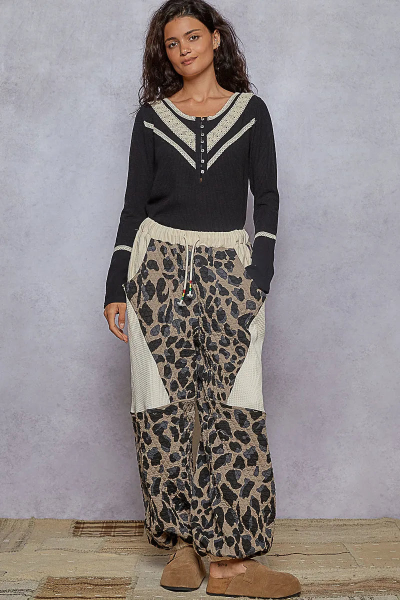 Image of POL Ribbed Half Button Lace Detail Knit Top | Queeble.shop