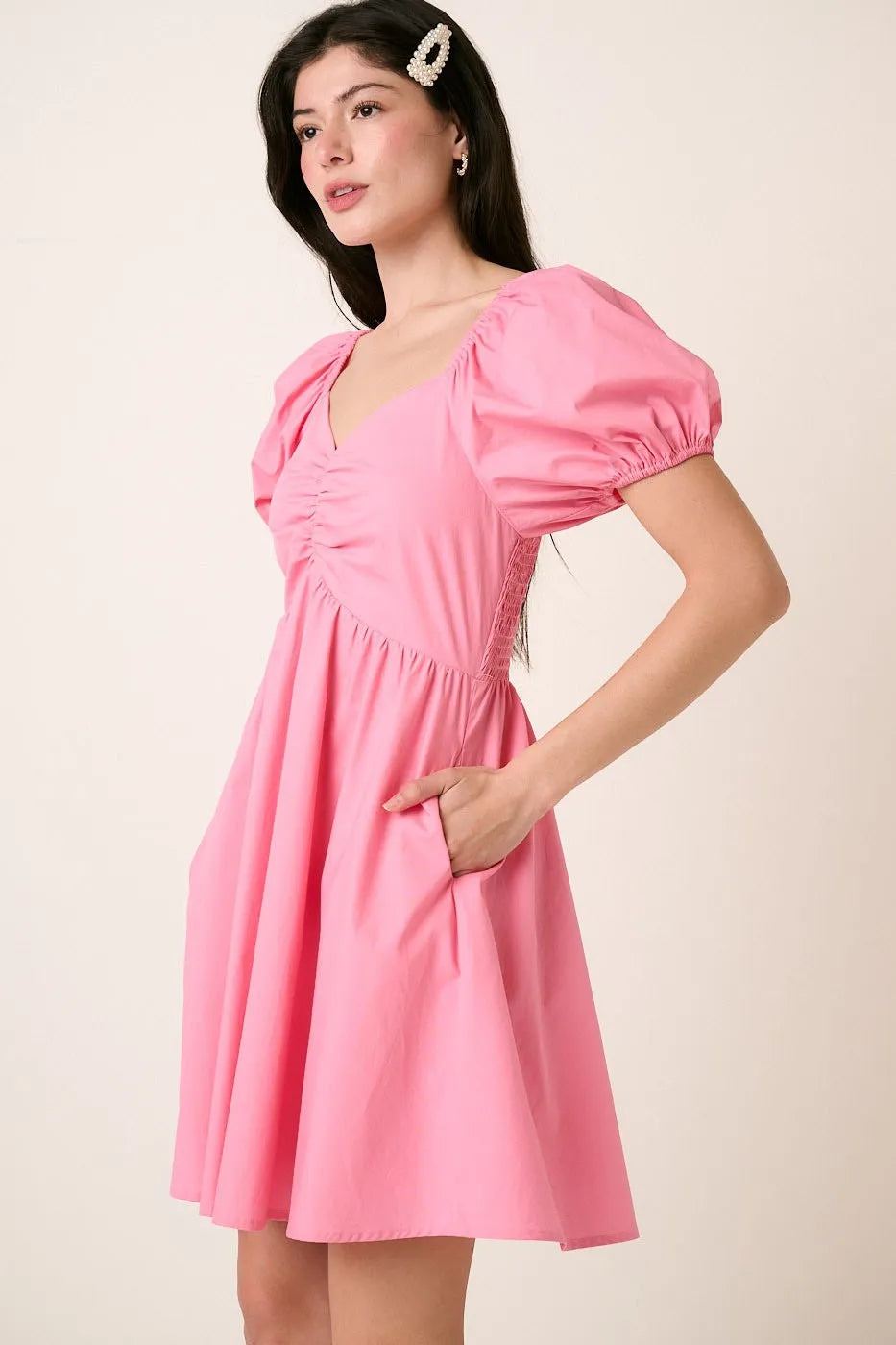 Image of Mittoshop Sweetheart Puff Sleeve Smocked Mini Dress | Queeble.shop