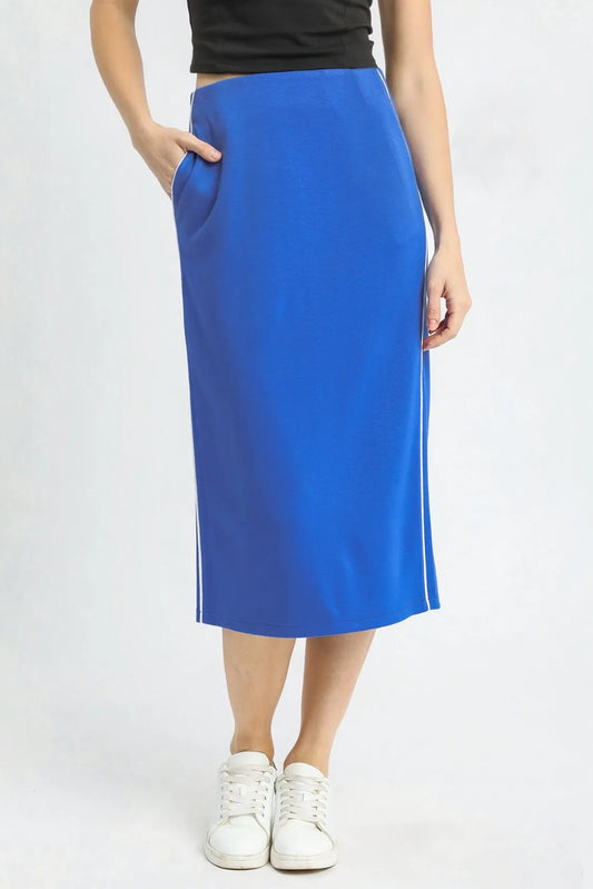 Image of Umgee Midi Pencil Skirt with Contrast Piping Detail | Queeble.shop