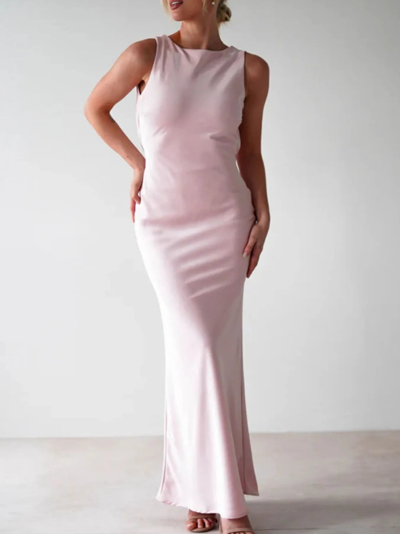 Image of Satin Sleeveless Maxi Dress | Queeble.shop