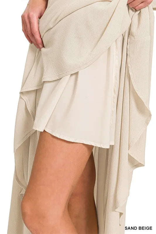 Image of Zenana Woven Crinkle Gauze Crop Tee and Skirt Set | Queeble.shop