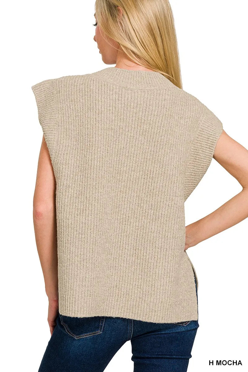 Image of Zenana Oversized Sweater Vest with Side Slit | Queeble.shop