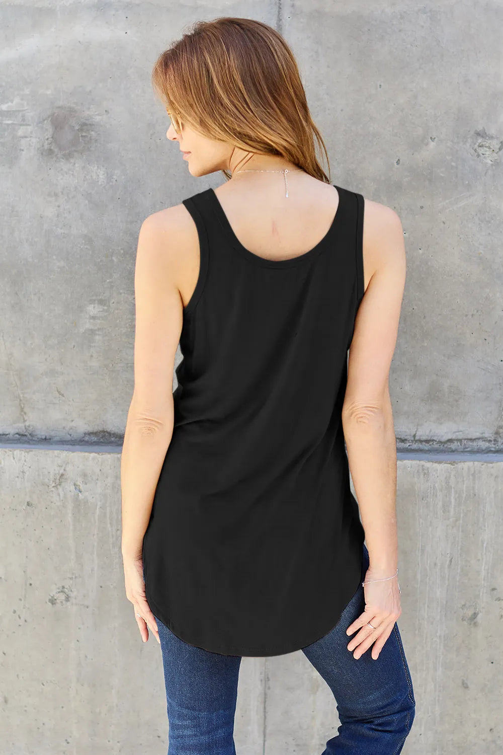 Image of Basic Bae Full Size Round Neck Curved Hem Tank | Queeble.shop