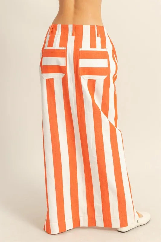 Image of HYFVE Striped Pocket Detail Maxi Skirt | Queeble.shop