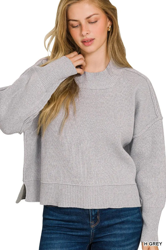Image of Zenana Wide Neck Band Drop Shoulder Sweater | Queeble.shop
