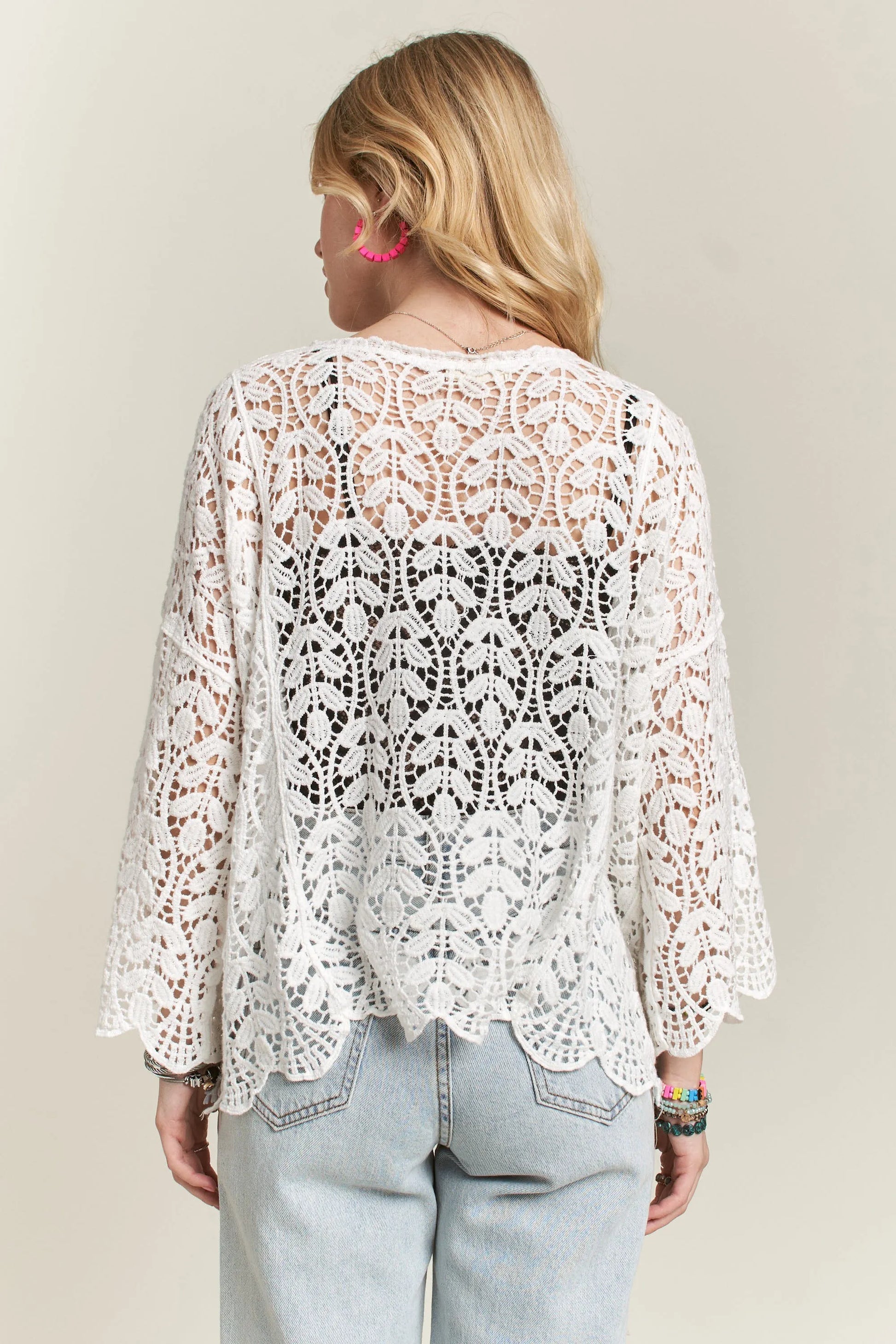 Image of ADORA Leaf Pattern Crochet Cardigan | Queeble.shop