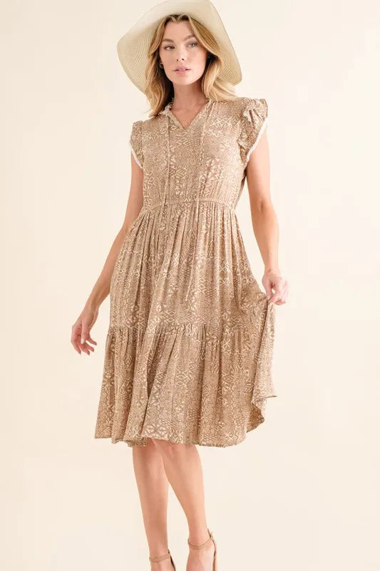 Image of And The Why Boho Printed Tiered Maxi Dress | Queeble.shop