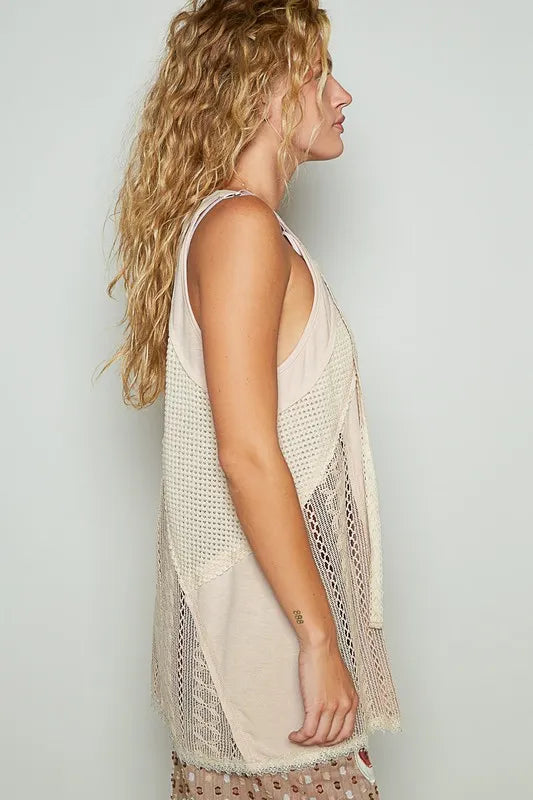 Image of POL Lace Up Crochet Lace Tank | Queeble.shop