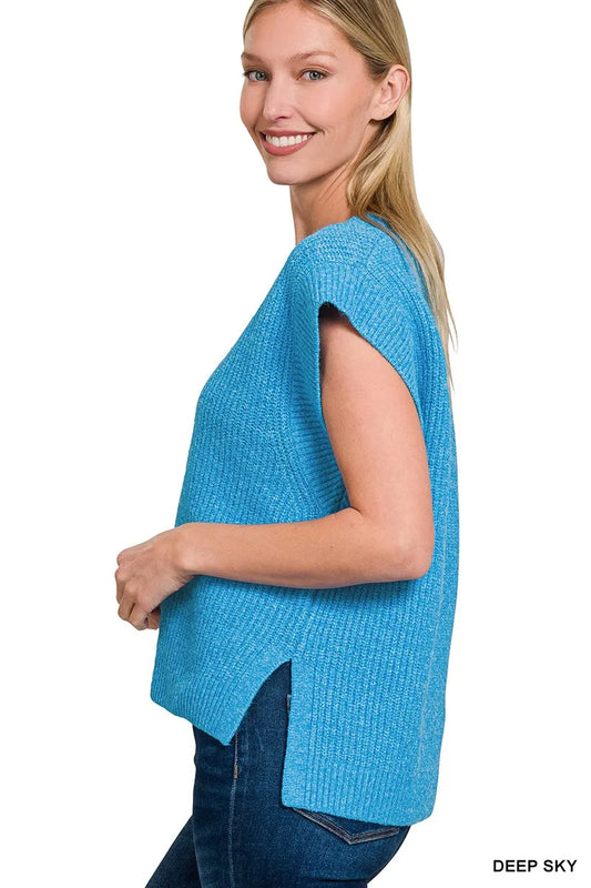 Image of Zenana Oversized Sweater Vest with Side Slit | Queeble.shop