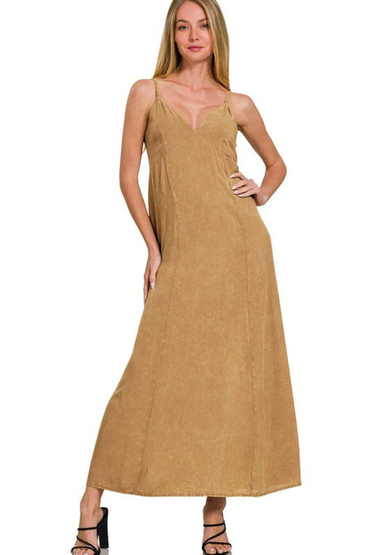 Image of Zenana Mineral Washed Rayon Challis Cami Dress | Queeble.shop