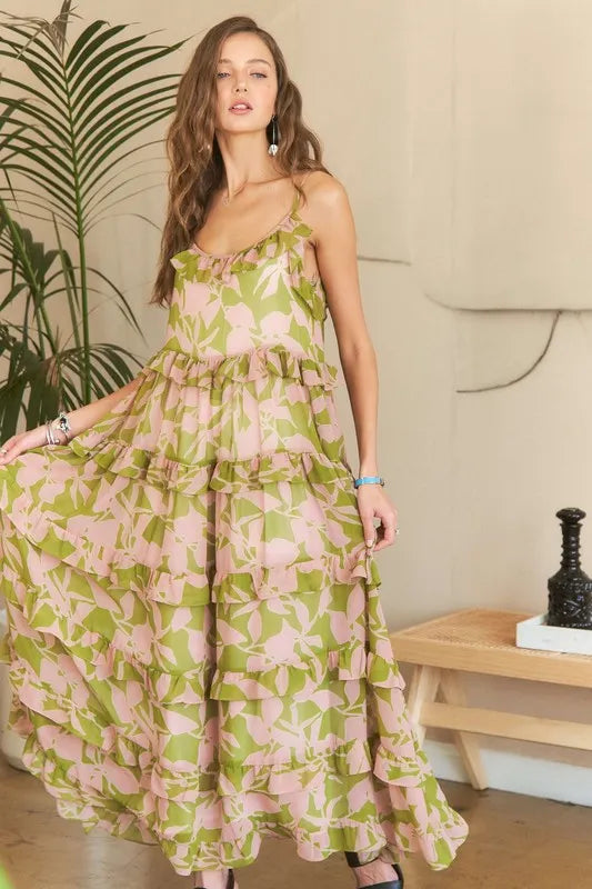 Image of ADORA Ruffled Tiered Scoop Neck Cami Dress | Queeble.shop