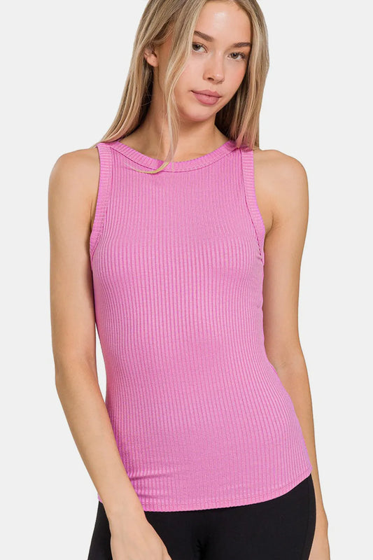 Image of Zenana Ribbed Crew Neck Tank | Queeble.shop