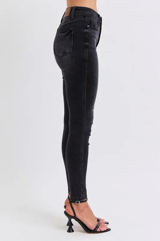 Image of Judy Blue Full Size Mid Rise Tummy Control Skinny Jeans Plus Size | Queeble.shop