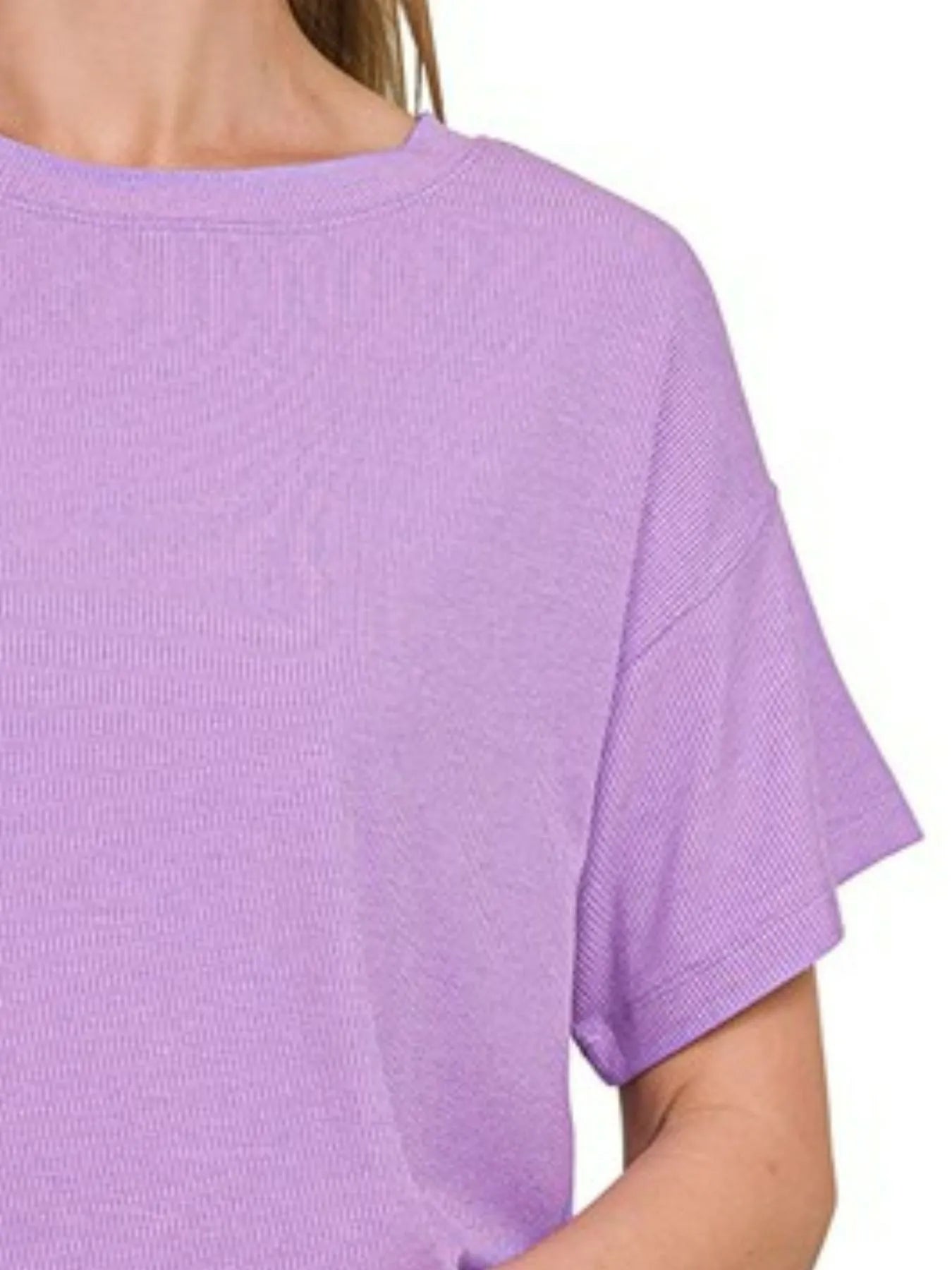 Image of Zenana Ribbed Round-Neck Crop T-Shirt | Queeble.shop