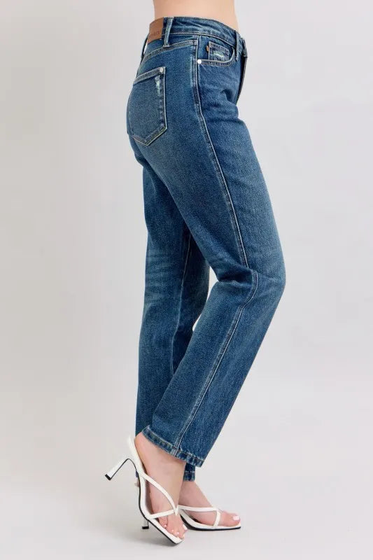 Image of Judy Blue Full Size High Waisted Rigid Magic Non-destroy Straight Leg Jeans Plus Size | Queeble.shop