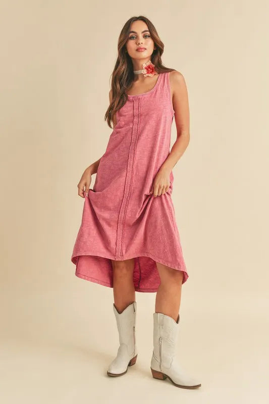 Image of Aemi + Co High-Low Hem Scoop Neck Midi Tank Dress | Queeble.shop