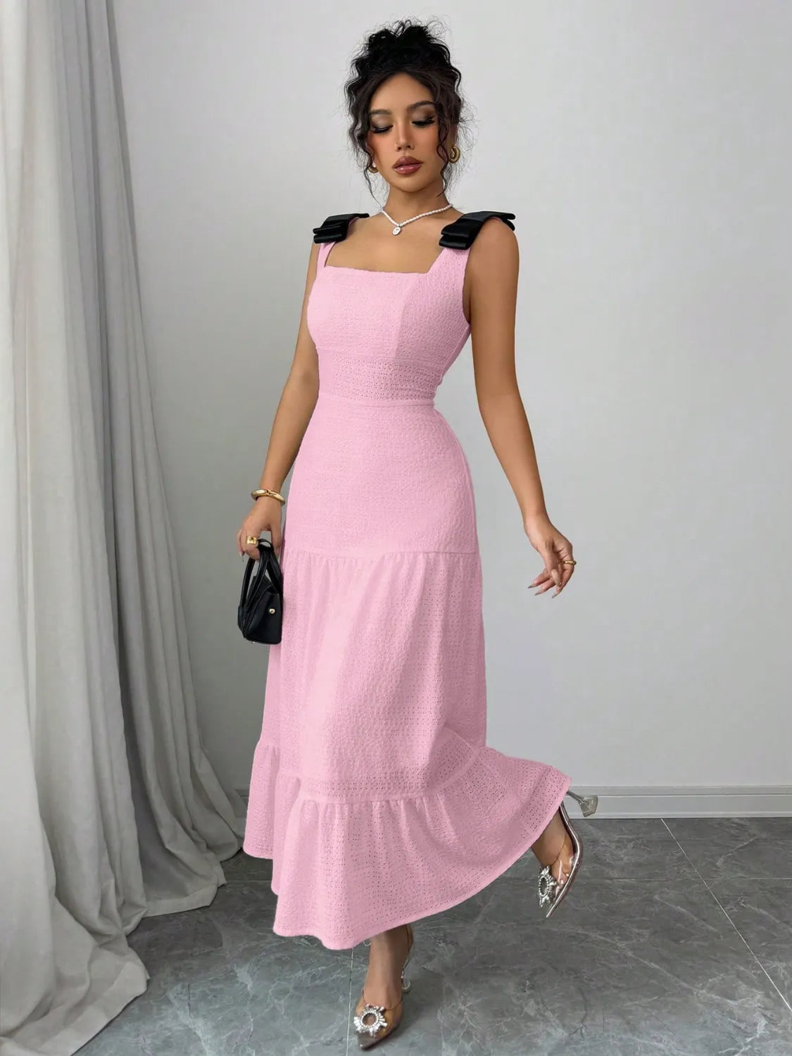 Image of Square Neck Wide Strap Dress | Queeble.shop