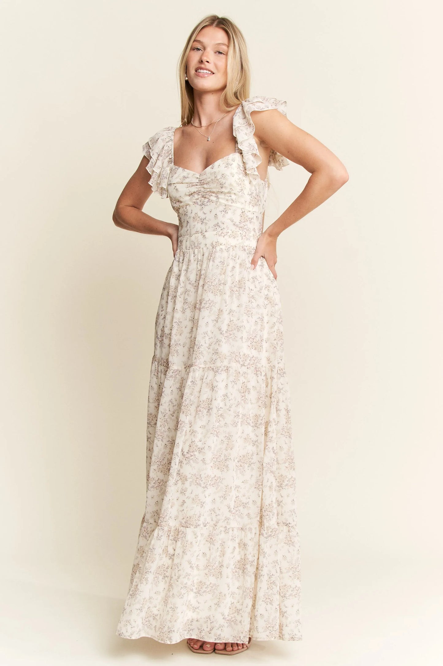 Image of Jade By Jane Full Size Ruffle Sleeve Tiered Maxi Dress Plus Size | Queeble.shop