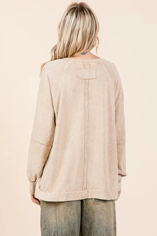 Image of Mittoshop Mineral Wash Raglan Long Sleeve Oversized Top | Queeble.shop