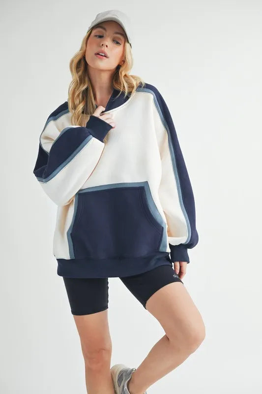 Image of Aemi + Co Color Block Kangaroo Pocketed Hoodie | Queeble.shop
