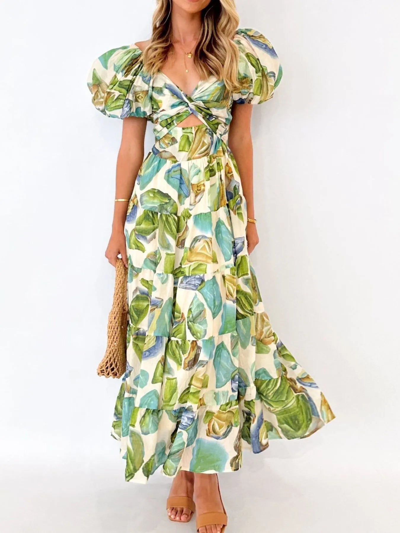 Image of Off-Shoulder Floral Tiered Dress with Ruffle Details | Queeble.shop