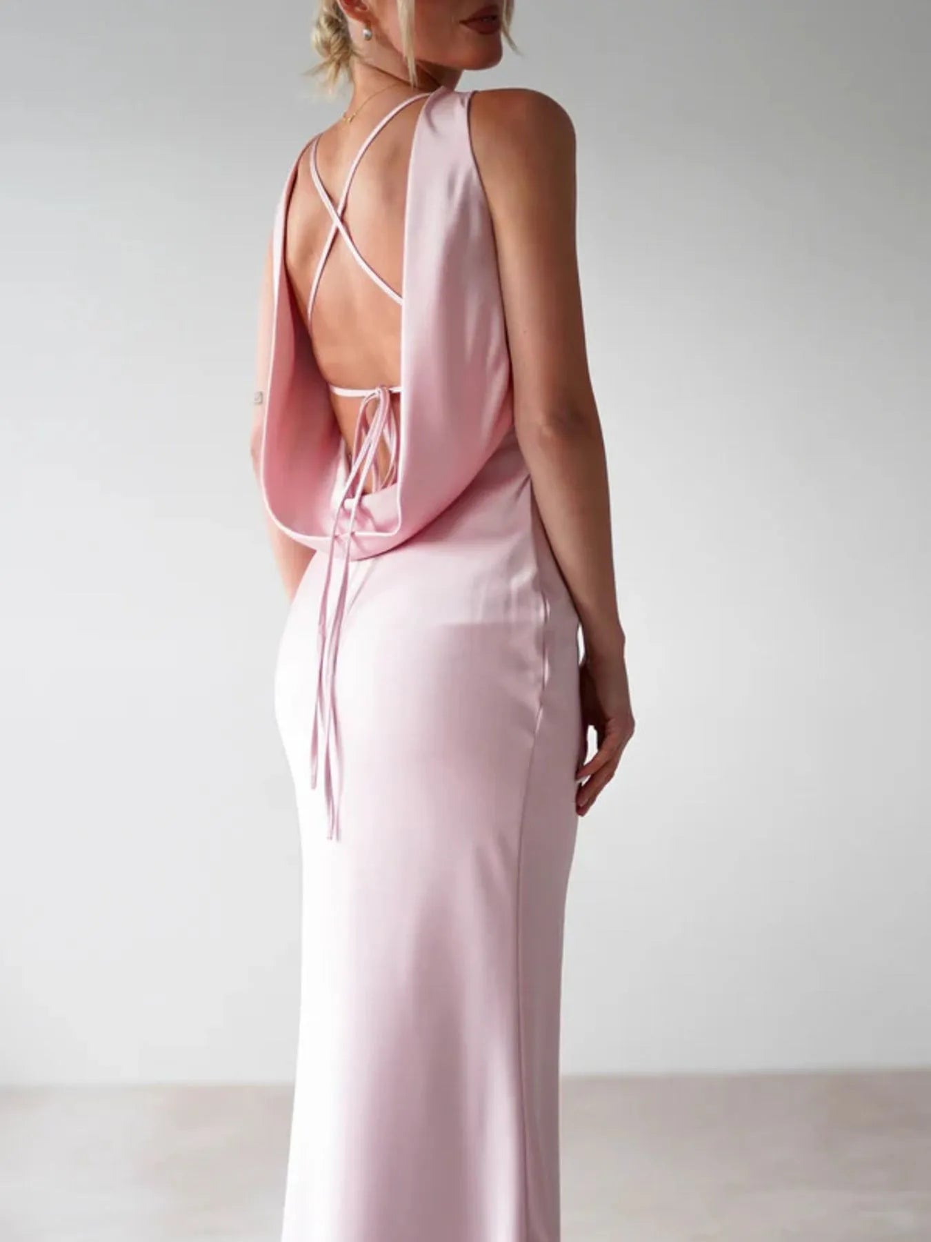 Image of Satin Sleeveless Maxi Dress | Queeble.shop