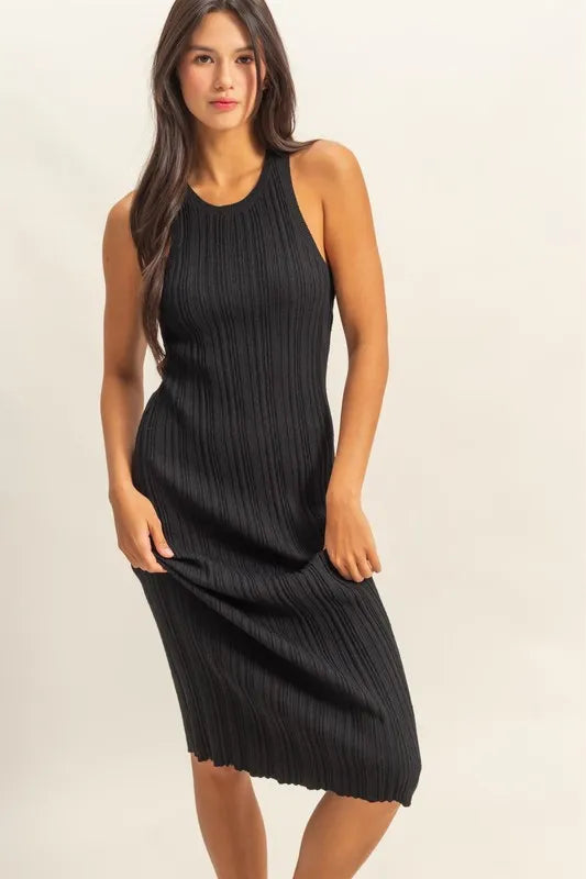 Image of HYFVE Round Neck Bodycon Ribbed Knit Dress | Queeble.shop