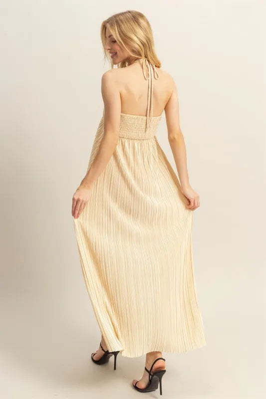 Image of HYFVE Knotted Detail Halter Neck Flowy Maxi Dress | Queeble.shop