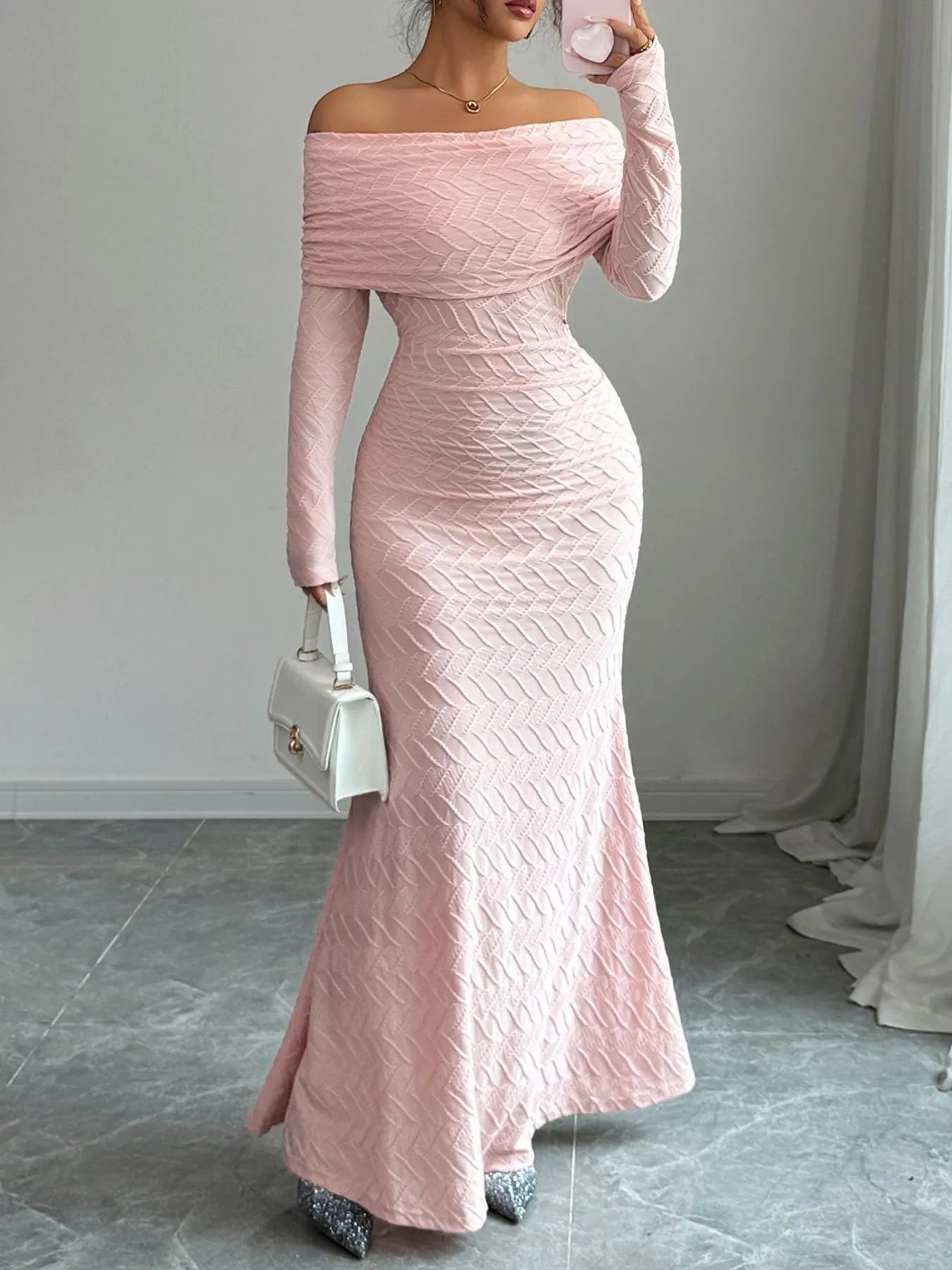 Image of Off Shoulder Mermaid Maxi Dress | Queeble.shop