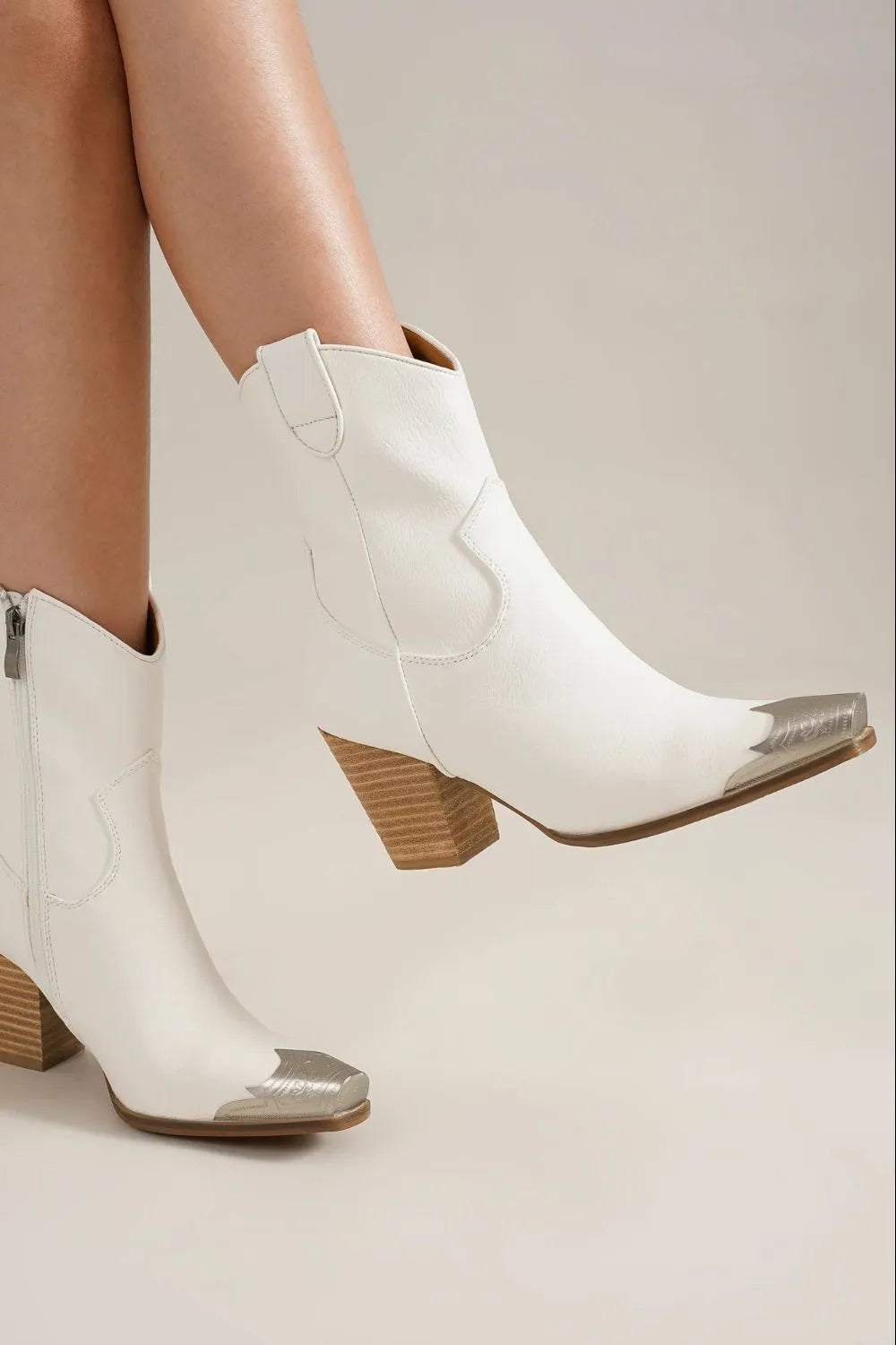 Image of Beast Fashion Faux Leather Block Heel Boots with Side Zippers | Queeble.shop