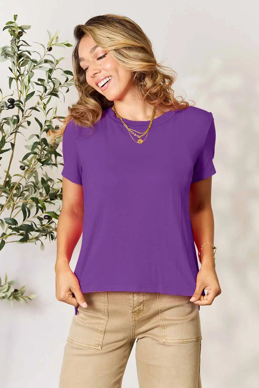 Image of Basic Bae Full Size Round Neck Short Sleeve T-Shirt | Queeble.shop