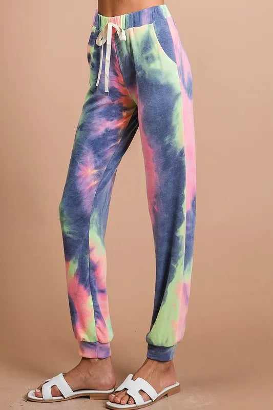 Image of BiBi Tie Dye French Terry Casual Pants | Queeble.shop