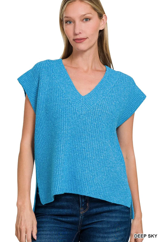 Image of Zenana Oversized Sweater Vest with Side Slit | Queeble.shop