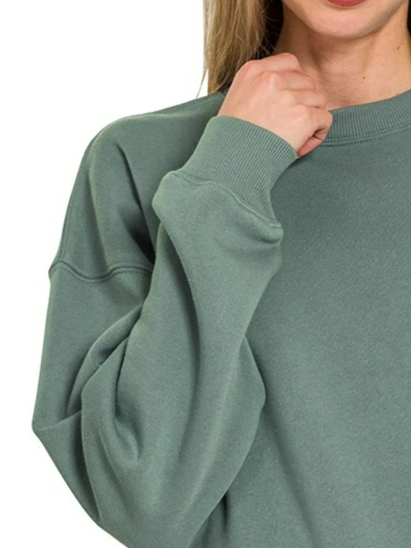 Image of Zenana Fleece Round Neck Sweatshirts | Queeble.shop