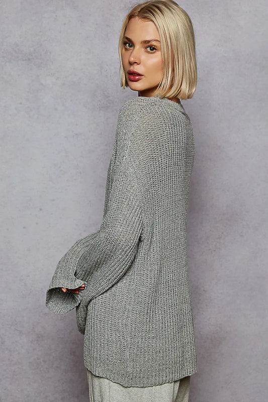 Image of POL Oversized V-Neck Knit Top | Queeble.shop