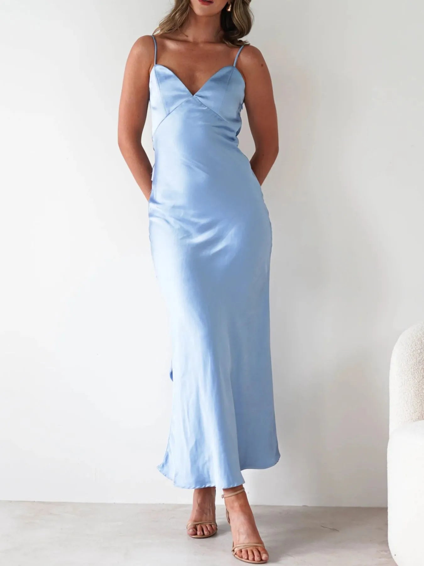 Image of Satin Backless Cami Dress | Queeble.shop