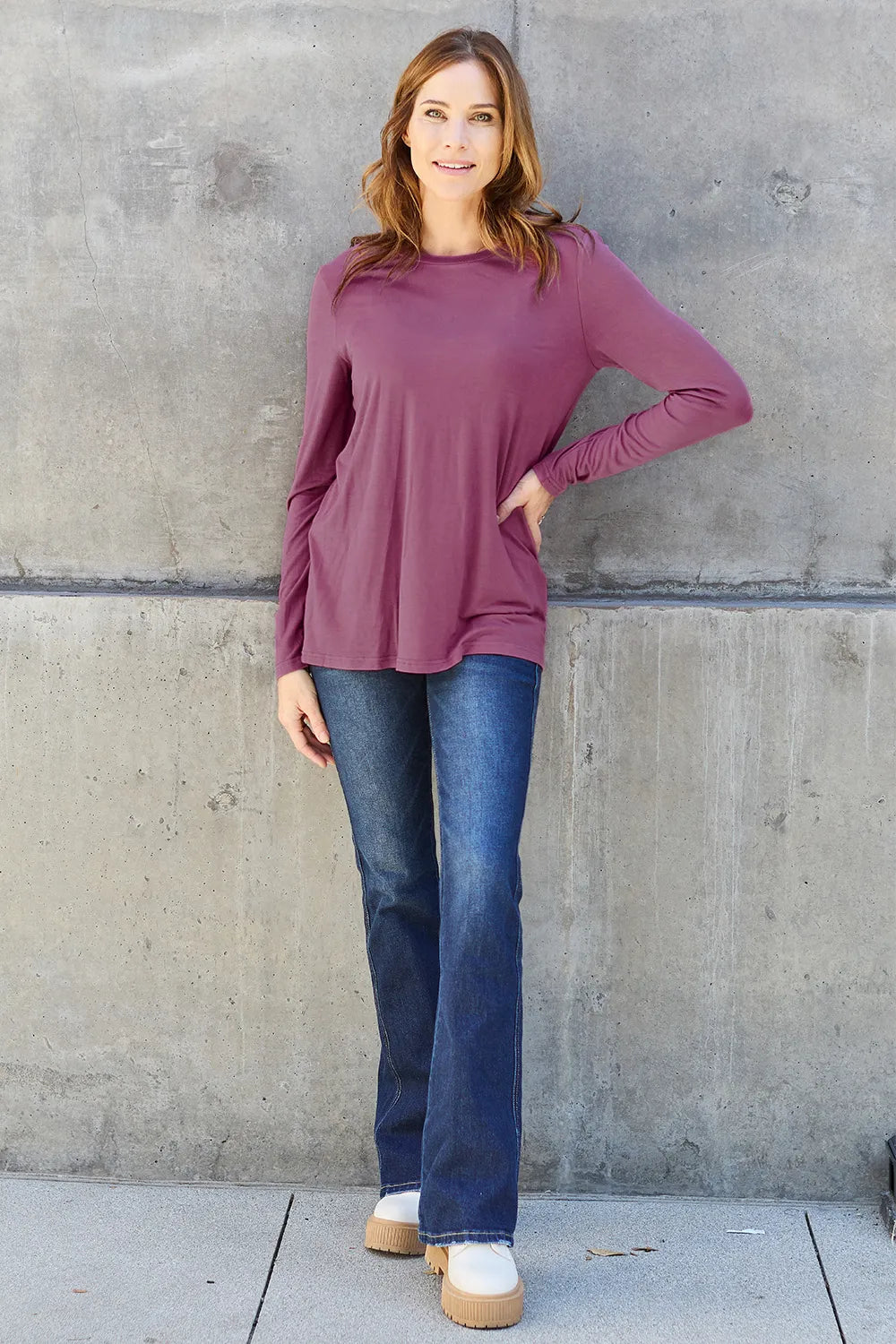 Image of Basic Bae Full Size Round Neck Long Sleeve Top | Queeble.shop
