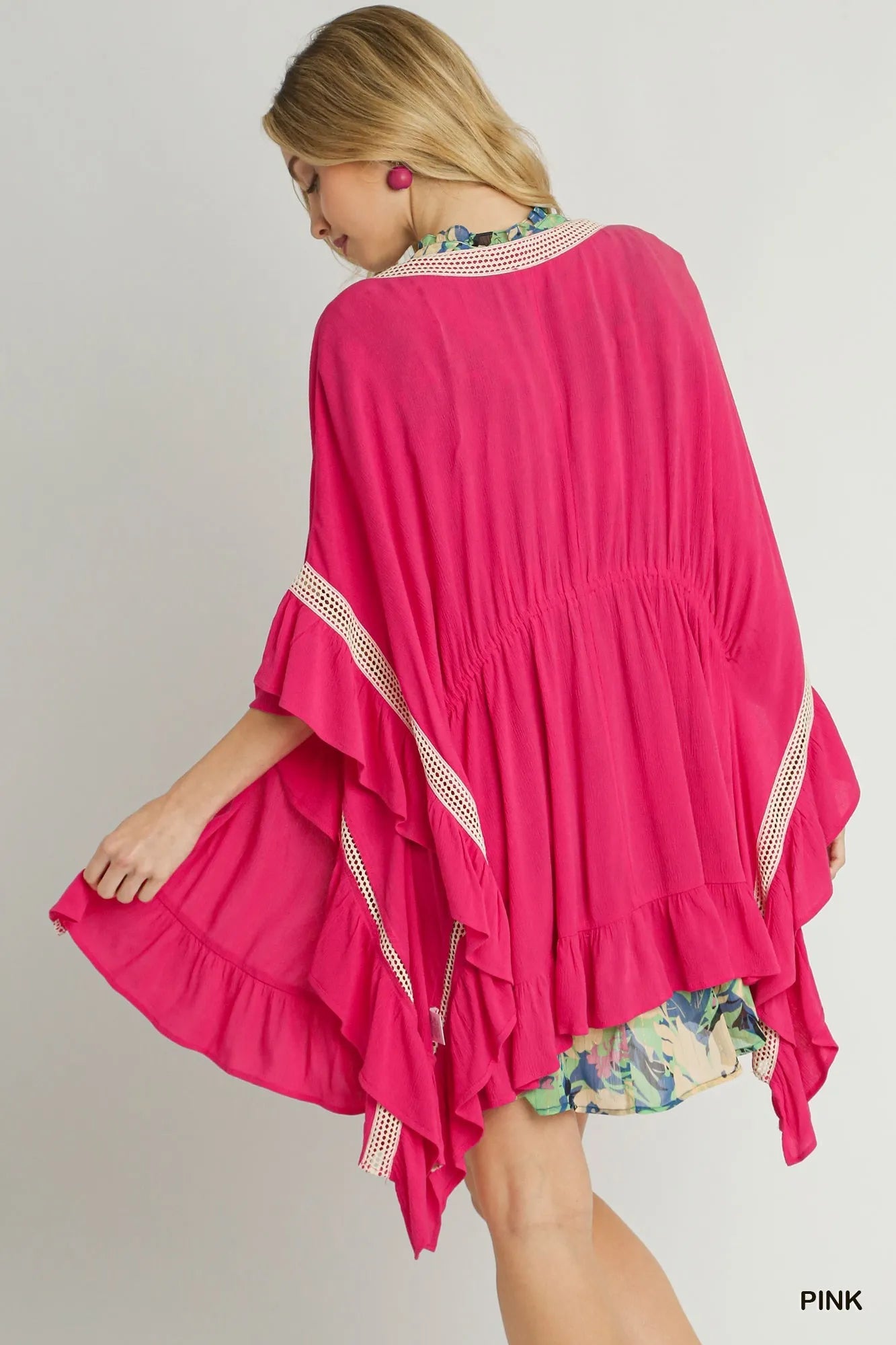Image of Umgee Ruffle Trim Kimono with Crochet Accent | Queeble.shop