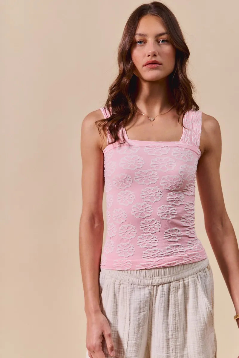 Image of SO ME Two Tone Floral Seamless Tank Top | Queeble.shop