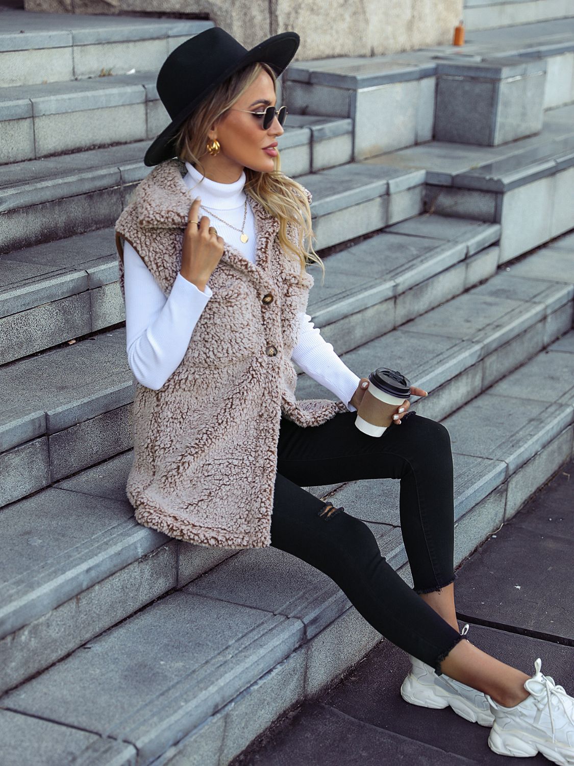 Image of Full Size Button Down Collared Neck Vest | Queeble.shop