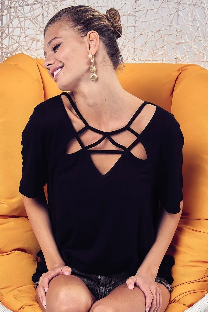 Image of BiBi Silky Knit Top with Front Details | Queeble.shop